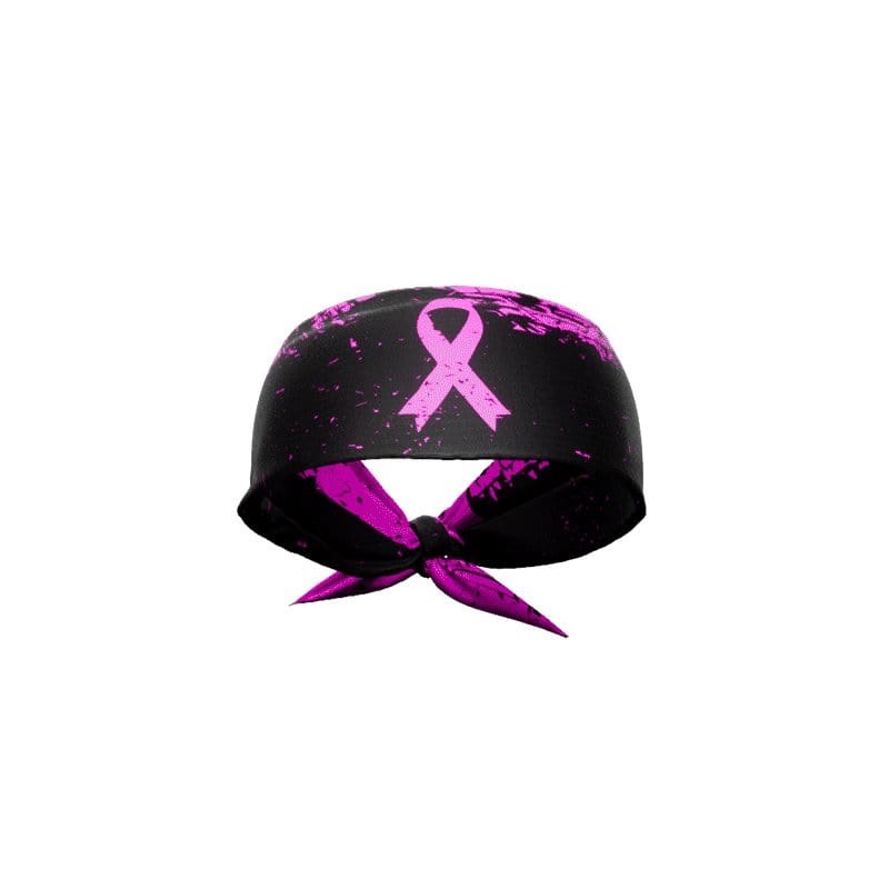 Pink Splattered Breast Cancer Tie Headband - Grit Grind Strength