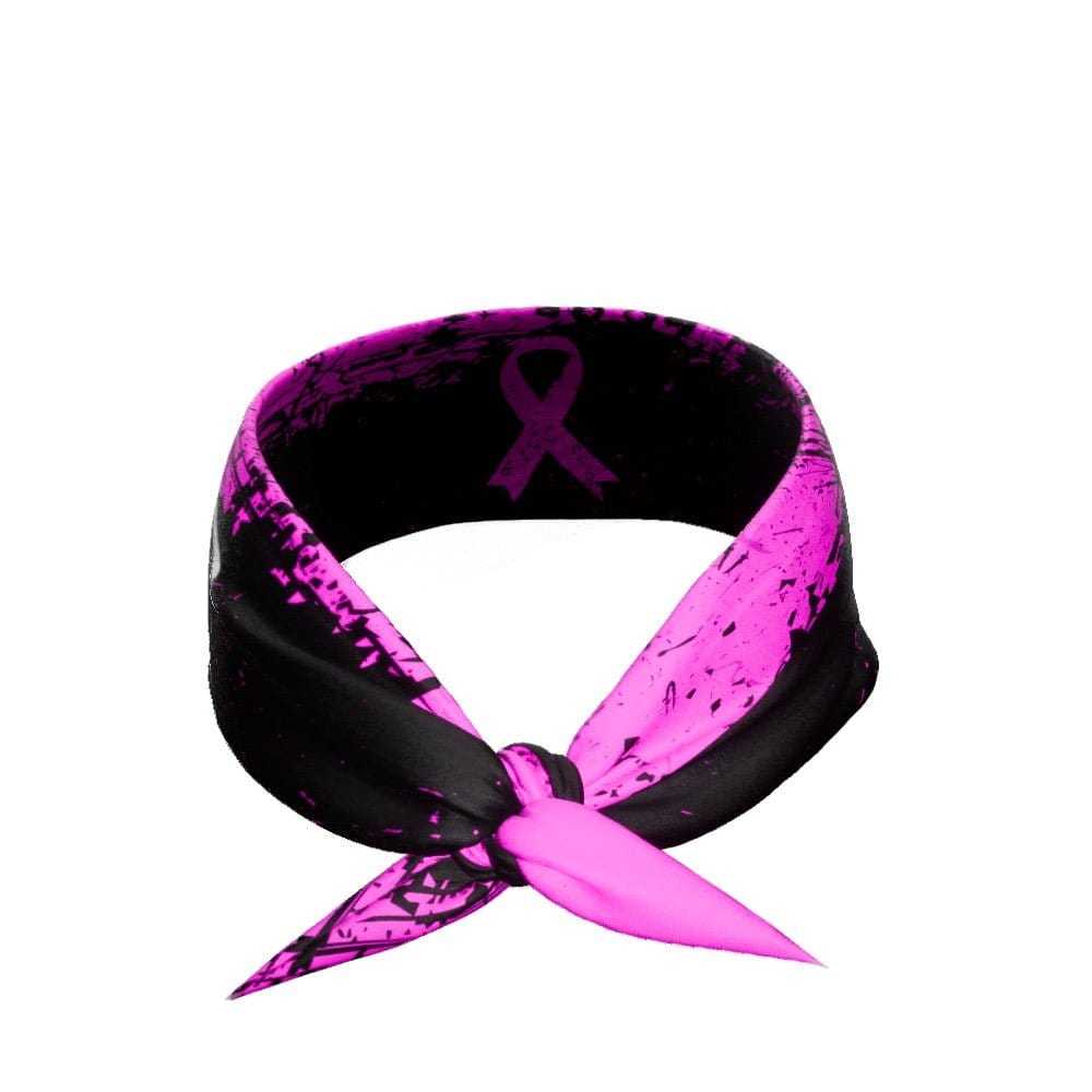 Pink Splattered Breast Cancer Tie Headband - Grit Grind Strength
