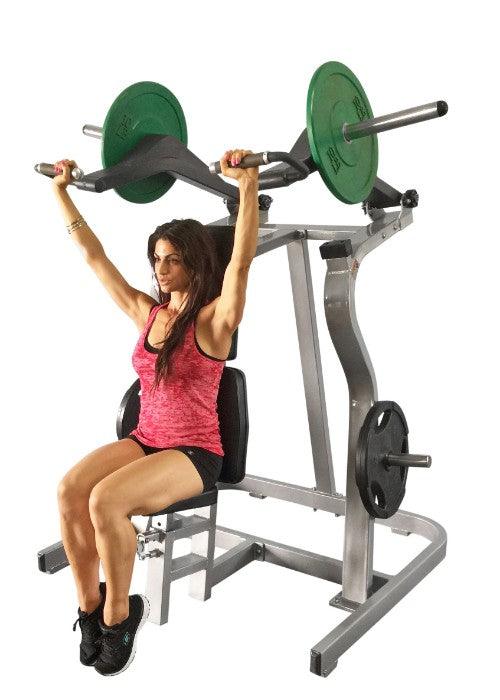 Power Leverage Iso Lateral Shoulder Press - Muscle D Fitness - Adjustable Seat - Weight Storage Pegs - Plate Load MIlitary Press - Grit Grind Strength