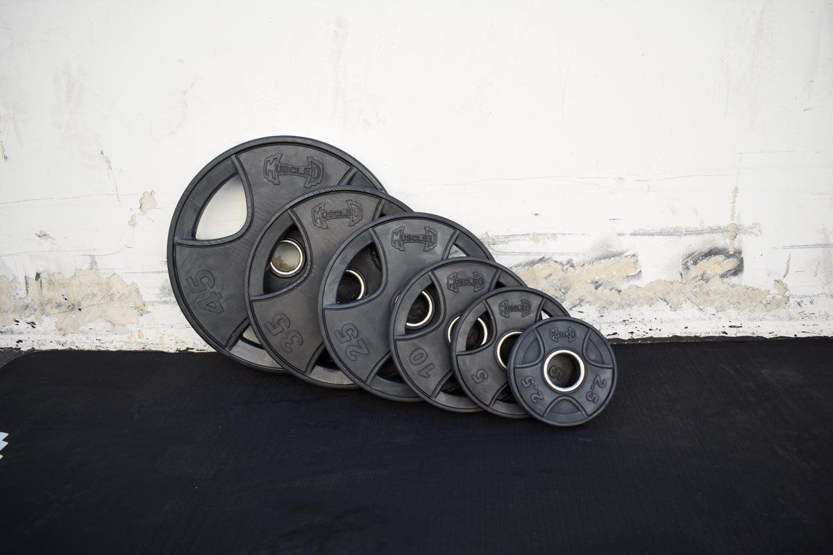 Pro Rubber Olympic Plates - Per Pair - Muscle D Fitness - High - Quality Virgin Rubber Olympic Plates - Grit Grind Strength