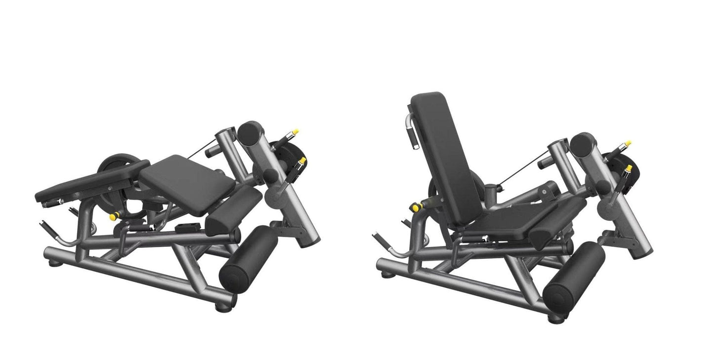 Pro Strength Leg Extension / Prone Leg Curl Combo - Muscle D Fitness - Plate Loaded Quad & Hamstring Machine - Grit Grind Strength