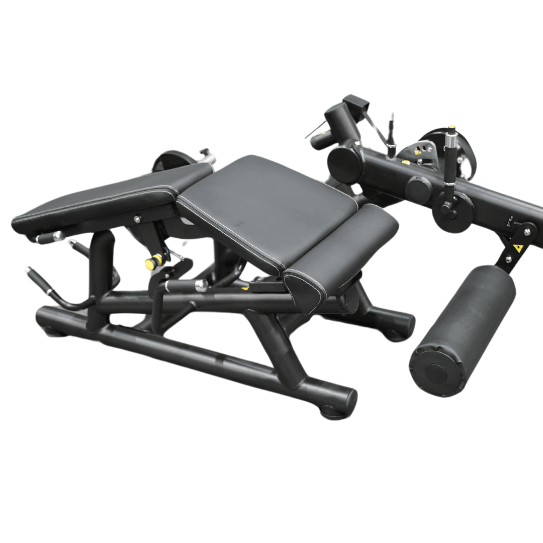 Pro Strength Leg Extension / Prone Leg Curl Combo - Muscle D Fitness - Plate Loaded Quad & Hamstring Machine - Grit Grind Strength
