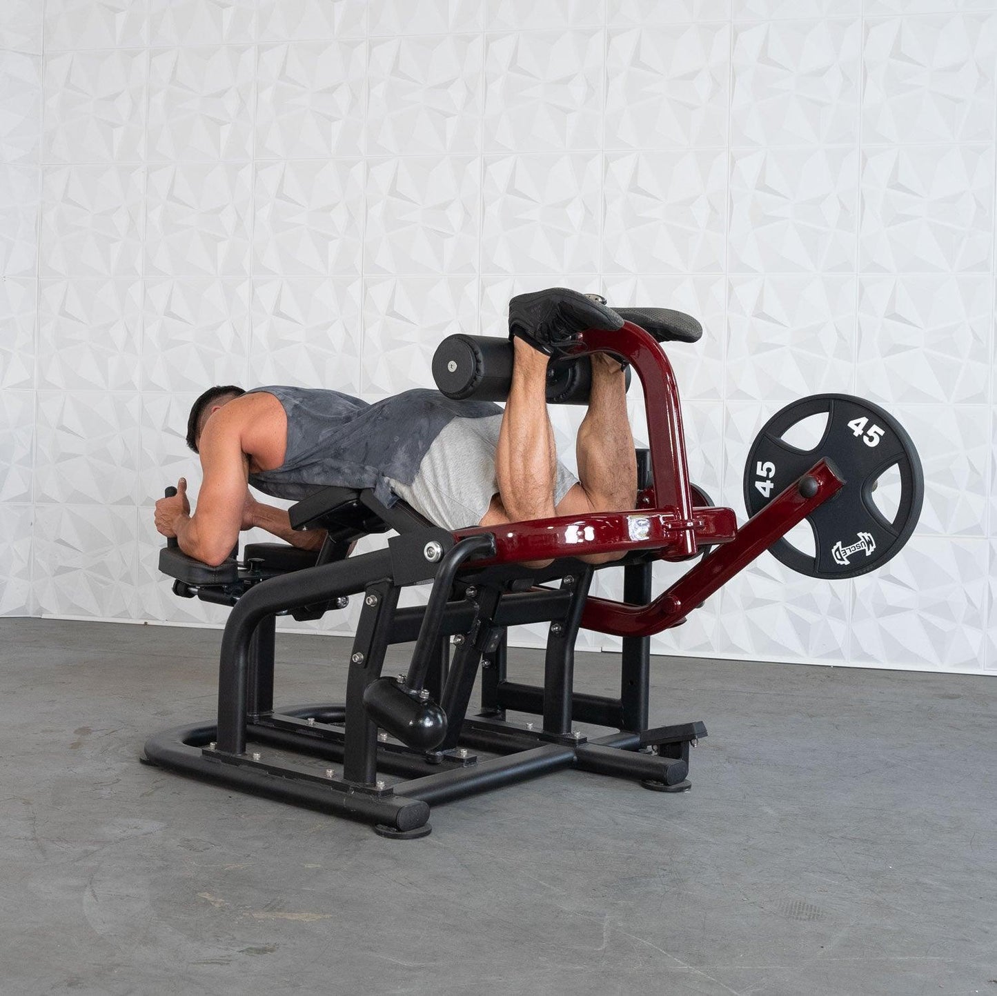 Pro Strength Prone Leg Curl Adjustable Plate Loaded Hamstring Machine - Grit Grind Strength