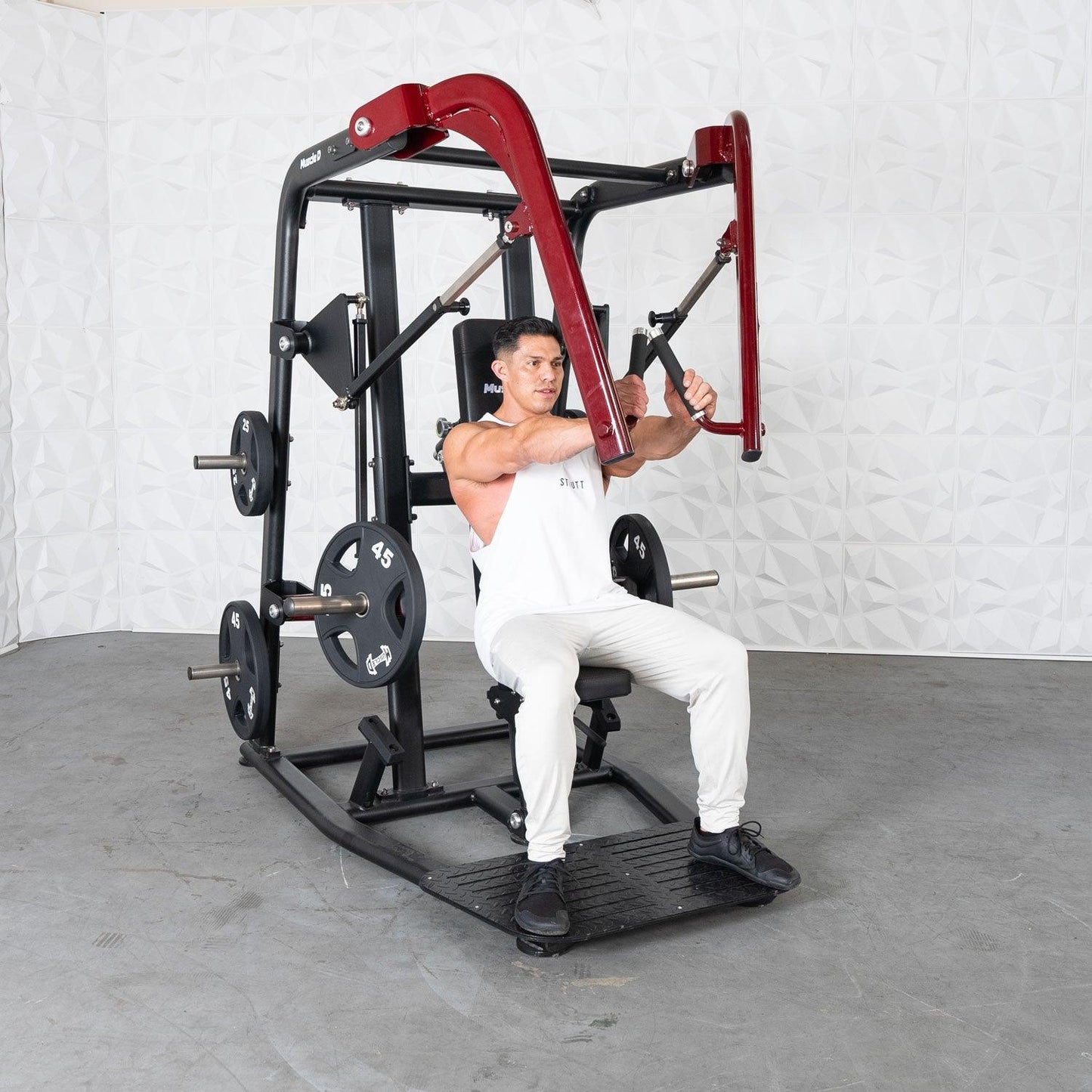 Pro Strength Wide Chest Press - Muscle D Fitness - Premium Adjustable Plate Loaded Bench Press - Grit Grind Strength