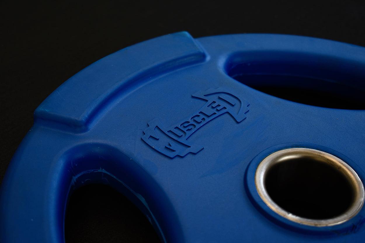 RUBBER COATED COLORED OLYMPIC PLATES: Rubber Plates, per Pair - Muscle D Fitness - Weights Pairs - Grit Grind Strength