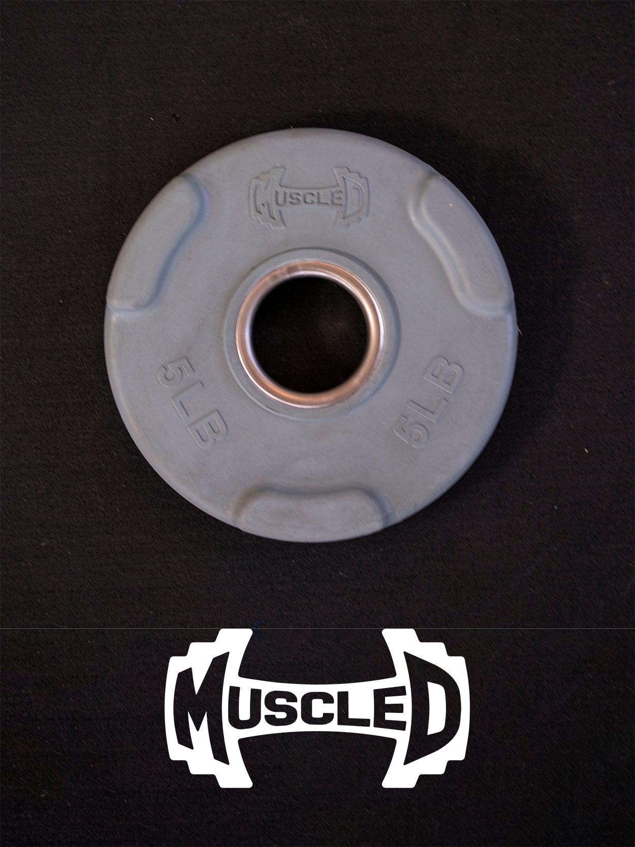 RUBBER COATED COLORED OLYMPIC PLATES: Rubber Plates, per Pair - Muscle D Fitness - Weights Pairs - Grit Grind Strength