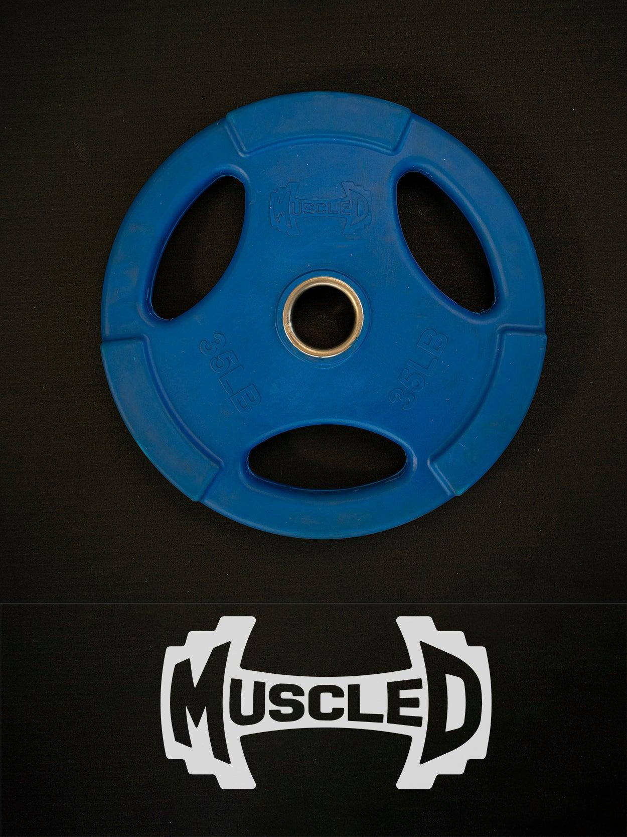 RUBBER COATED COLORED OLYMPIC PLATES: Rubber Plates, per Pair - Muscle D Fitness - Weights Pairs - Grit Grind Strength