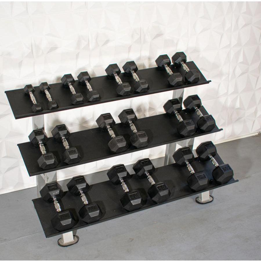 Rubber Hex Dumbbell Set - Muscle D FItness - Steel Handle - Quality knurling - Weightlfting - Grit Grind Strength