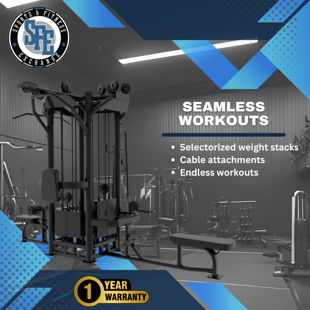 SFE Commercial 4 Station Jungle Gym Machine with (4) Weight Stacks (New) - Grit Grind Strength