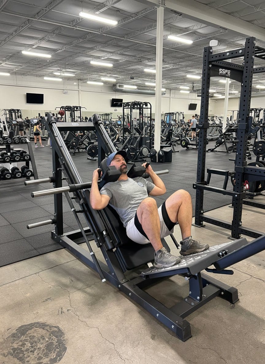 Sports & Fitness Exchange Plate Loaded Machine SFE Commercial 45 Degree Plate Loaded Leg Press Hack Squat Combo