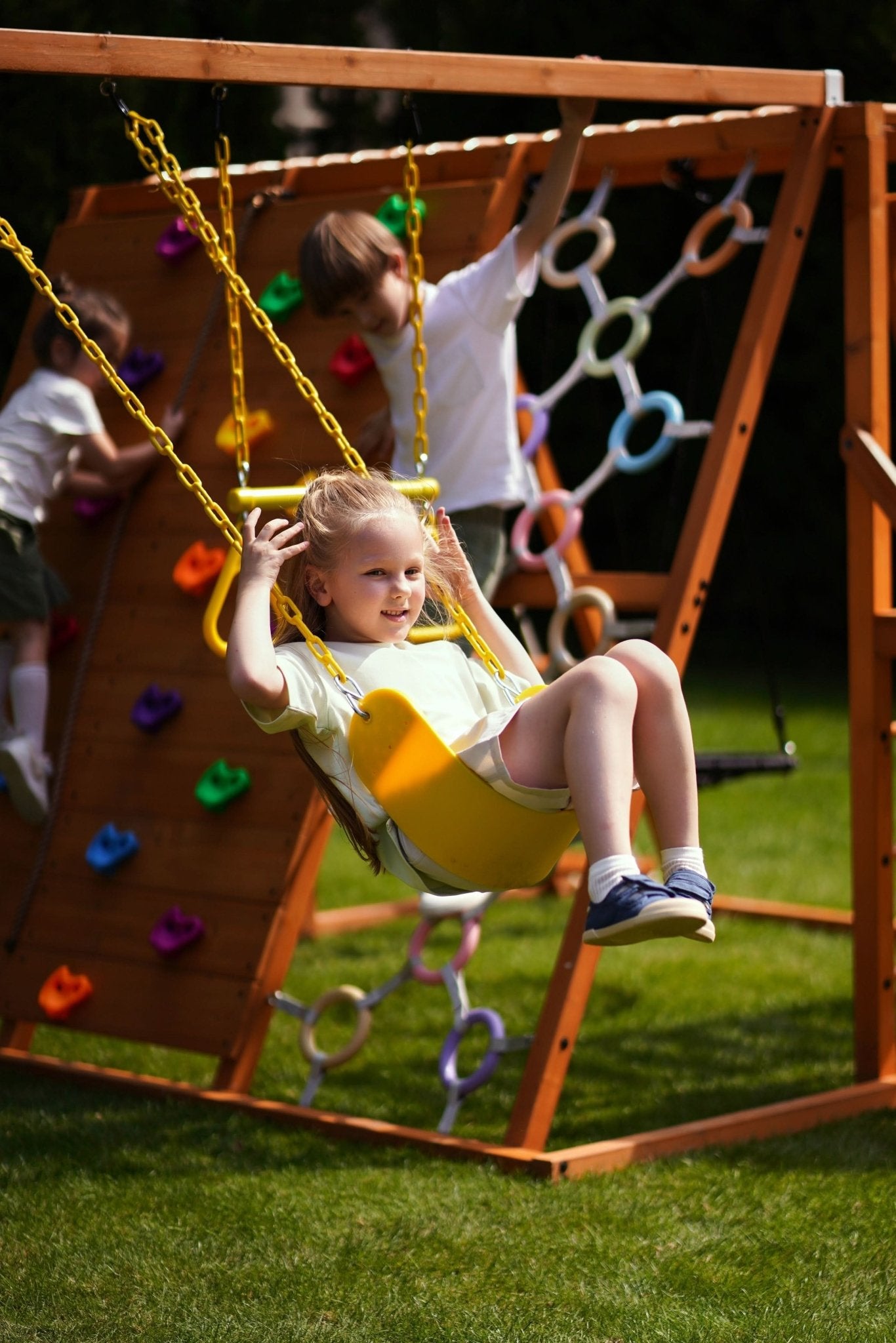 Sycamore Backyard Climbing Set – 2 Swings, Trapeze Bar & Outdoor Fun - Grit Grind Strength