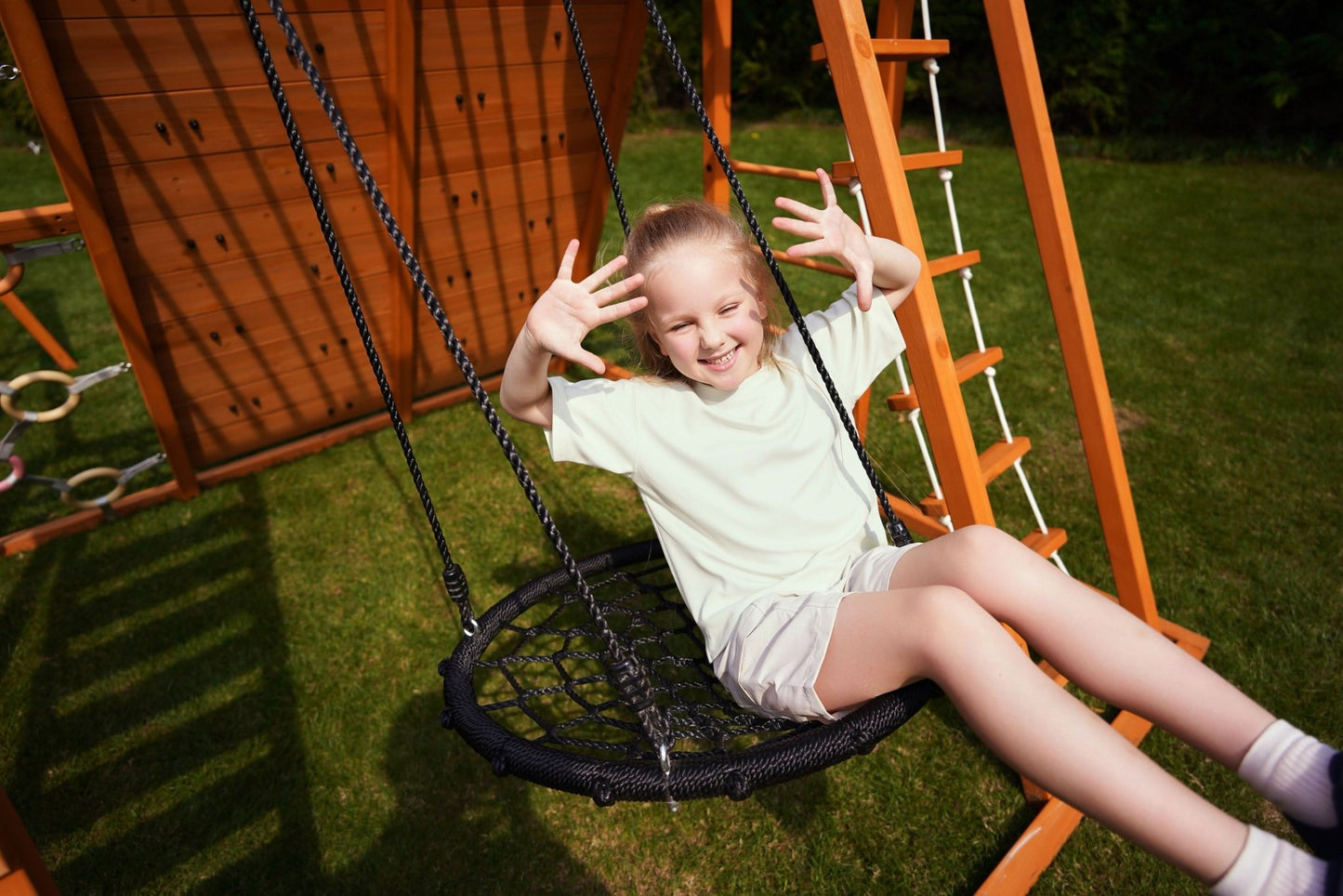 Sycamore Backyard Climbing Set – 2 Swings, Trapeze Bar & Outdoor Fun - Grit Grind Strength