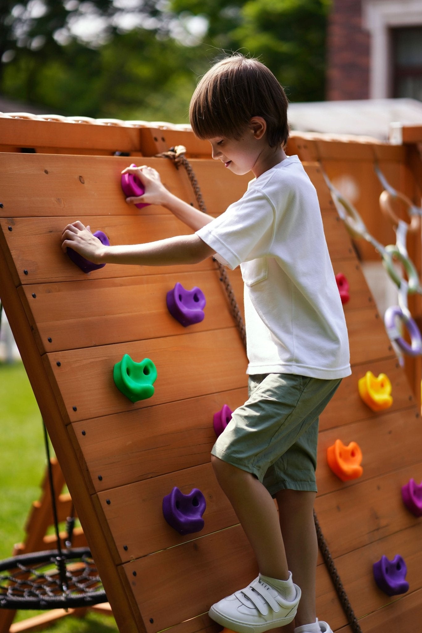 Sycamore Backyard Climbing Set – 2 Swings, Trapeze Bar & Outdoor Fun - Grit Grind Strength