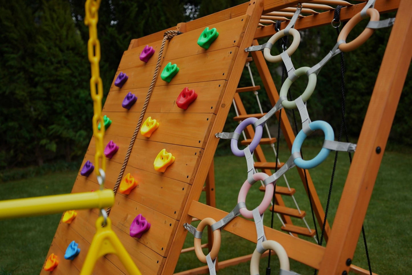 Sycamore Backyard Climbing Set – 2 Swings, Trapeze Bar & Outdoor Fun - Grit Grind Strength
