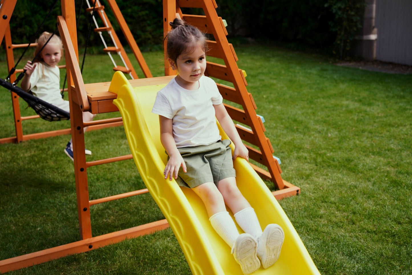 Sycamore Backyard Climbing Set – 2 Swings, Trapeze Bar & Outdoor Fun - Grit Grind Strength