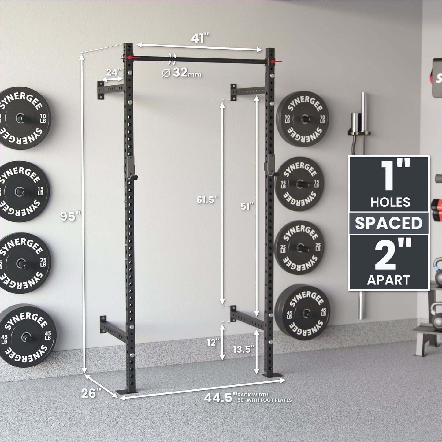 Synergee 2200 Series Wall Mounted Squat Rack - Grit Grind Strength