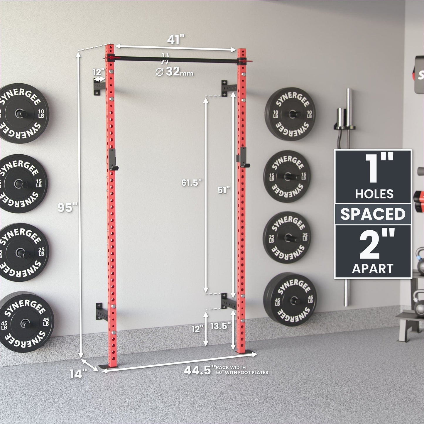 Synergee 2200 Series Wall Mounted Squat Rack - Grit Grind Strength