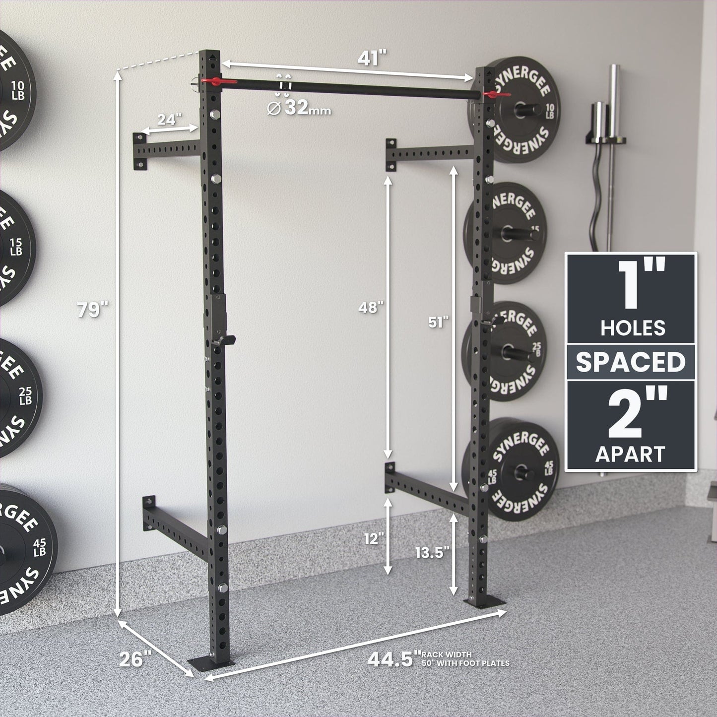 Synergee 2200 Series Wall Mounted Squat Rack - Grit Grind Strength