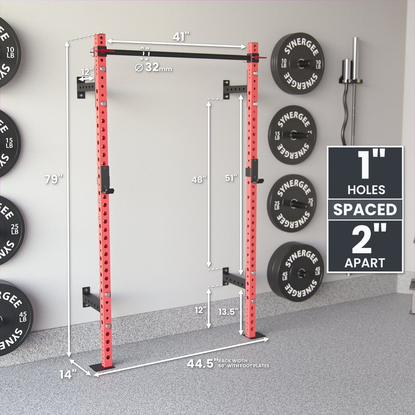 Synergee 2200 Series Wall Mounted Squat Rack - Grit Grind Strength