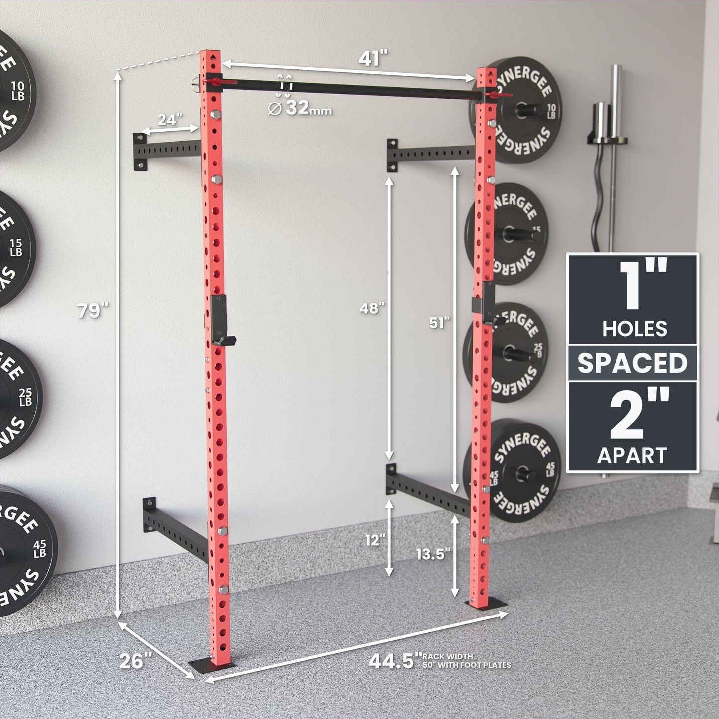 Synergee 2200 Series Wall Mounted Squat Rack - Grit Grind Strength