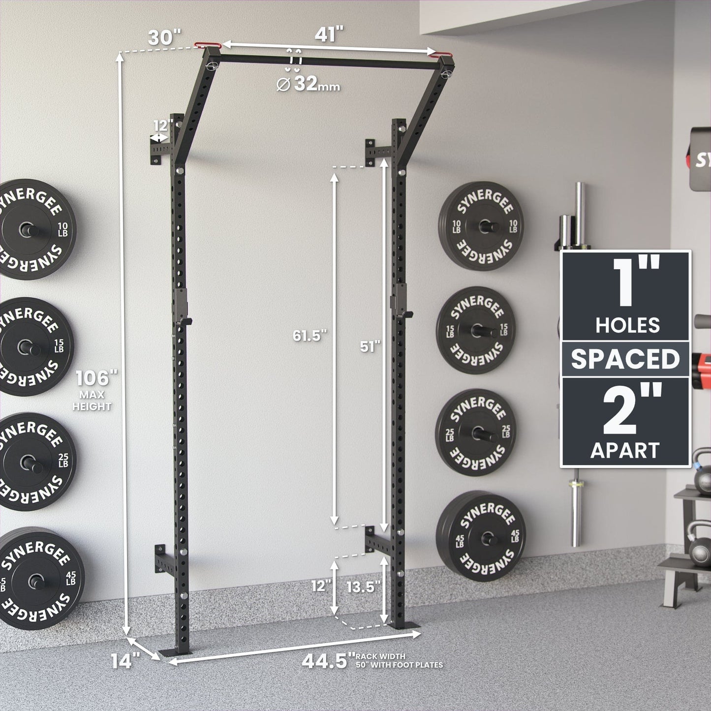 Synergee 2200 Series Wall Mounted Squat Rack - Grit Grind Strength