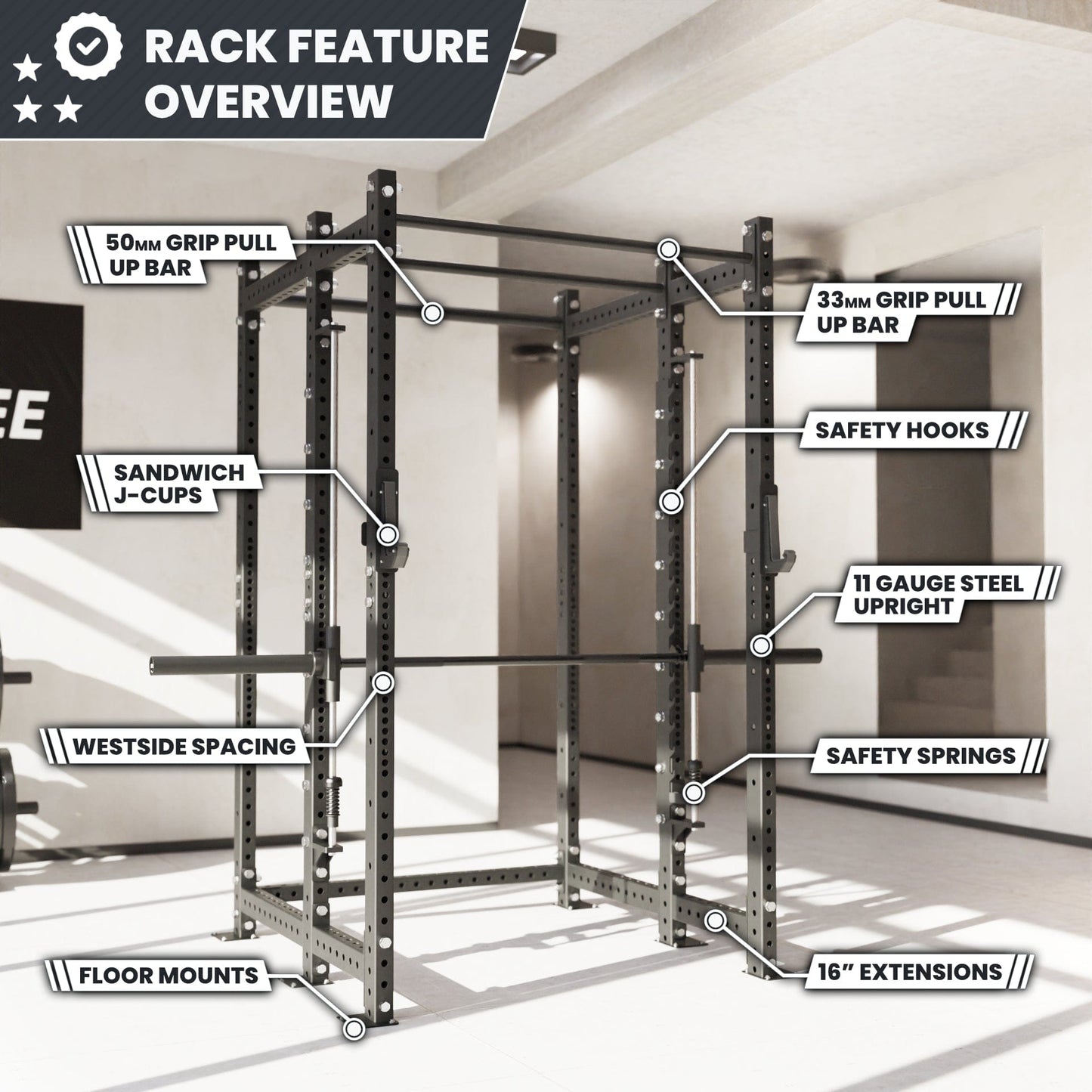 Synergee 2300 Series Power Cage with Smith Machine - Grit Grind Strength