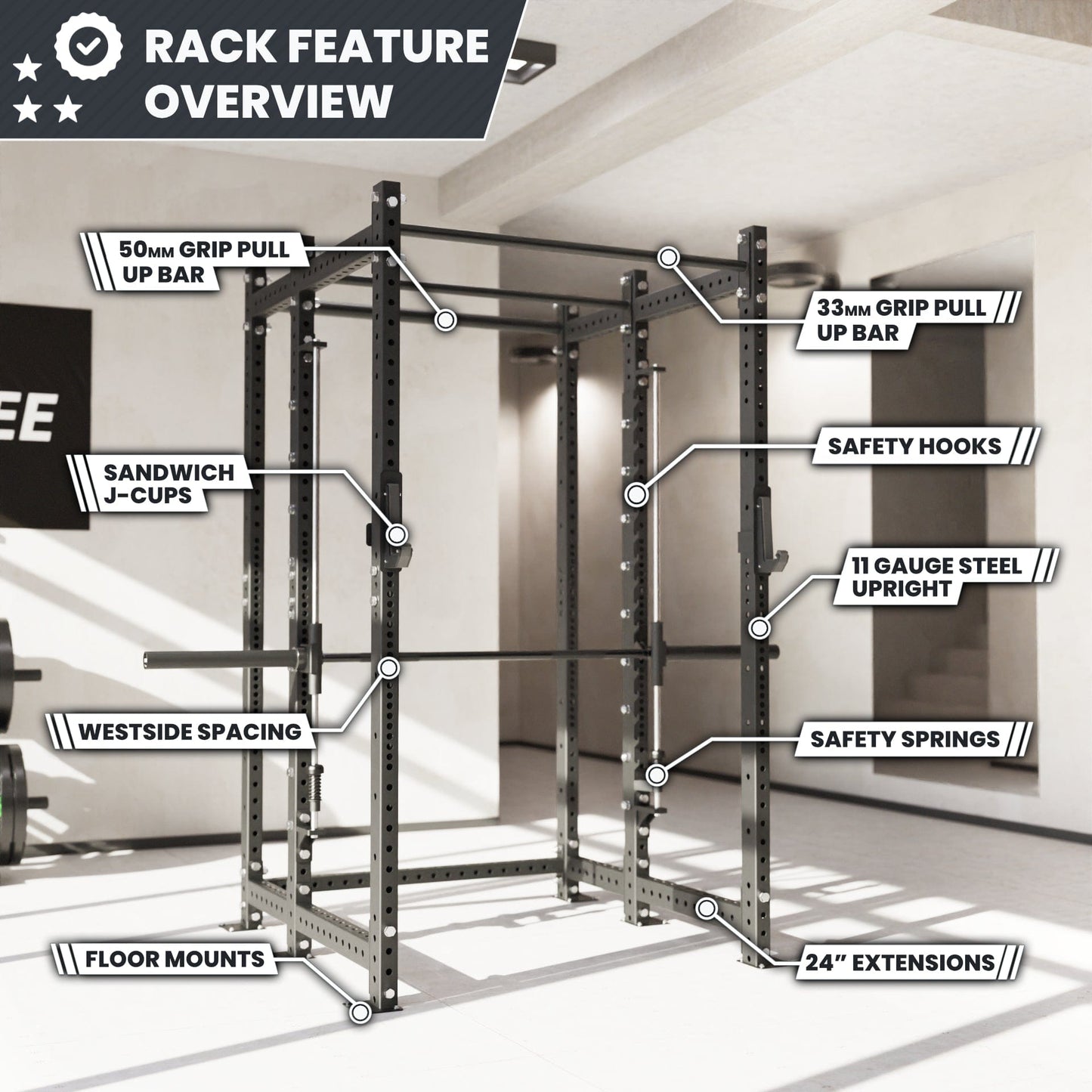 Synergee 2300 Series Power Cage with Smith Machine - Grit Grind Strength