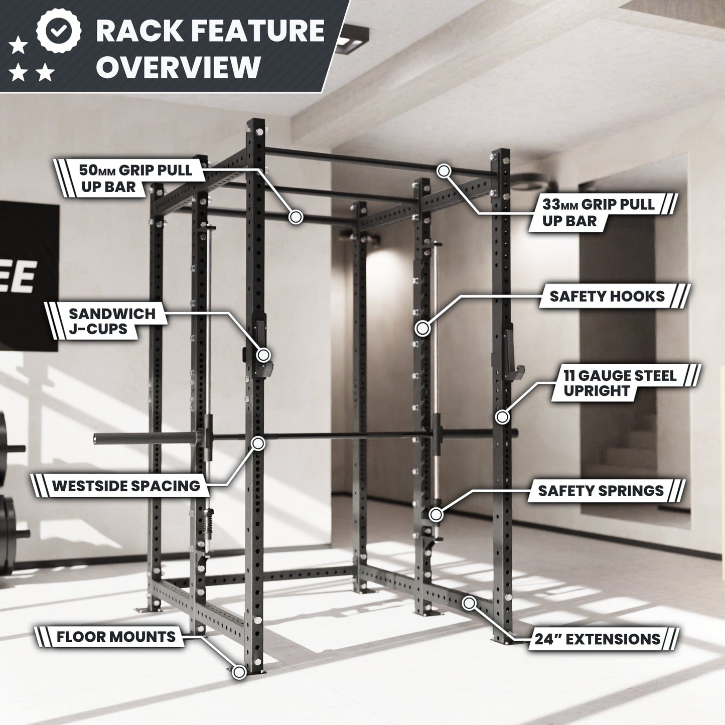 Synergee 2300 Series Power Cage with Smith Machine - Grit Grind Strength