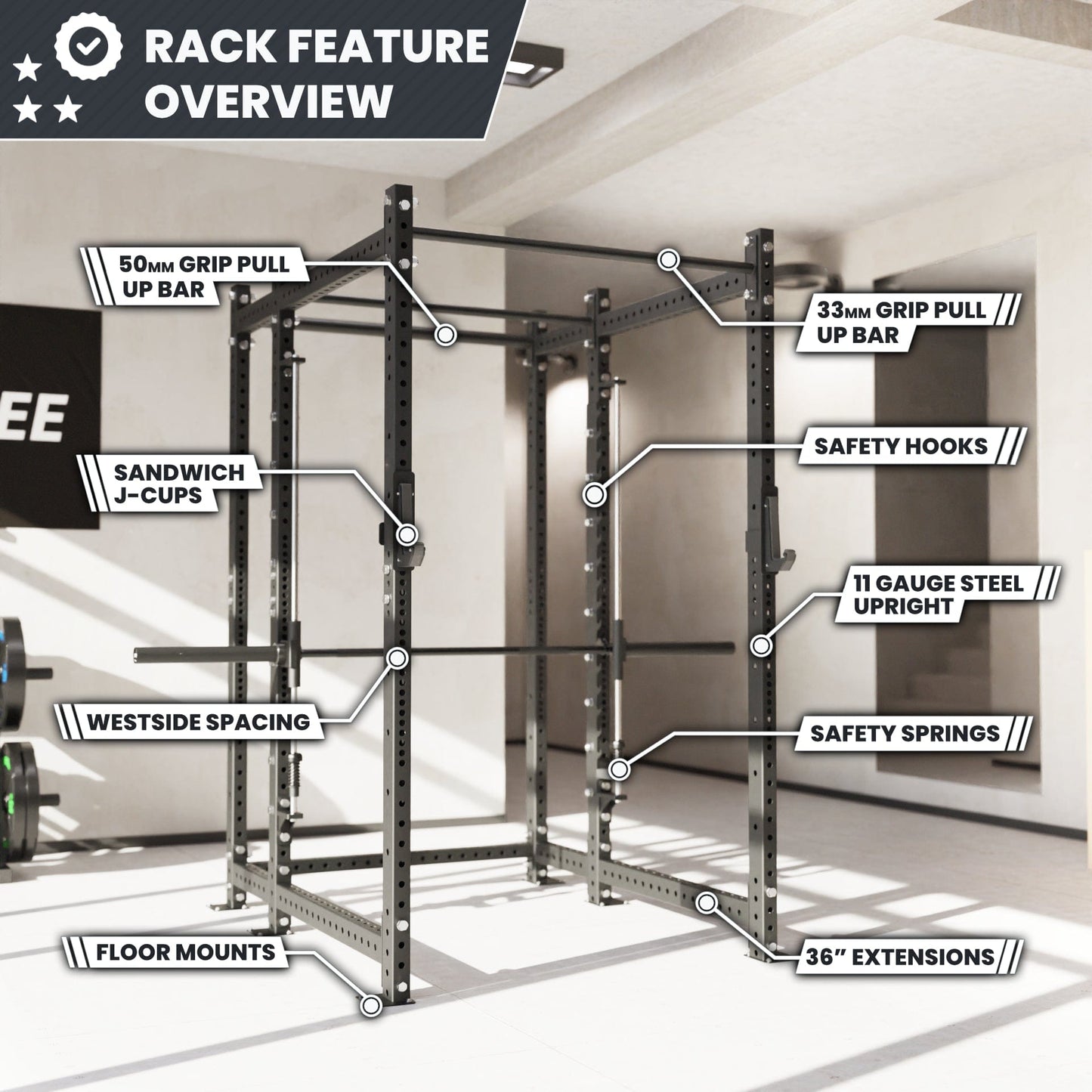 Synergee 2300 Series Power Cage with Smith Machine - Grit Grind Strength