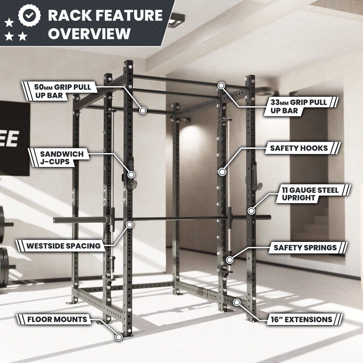 Synergee 2300 Series Power Cage with Smith Machine - Grit Grind Strength
