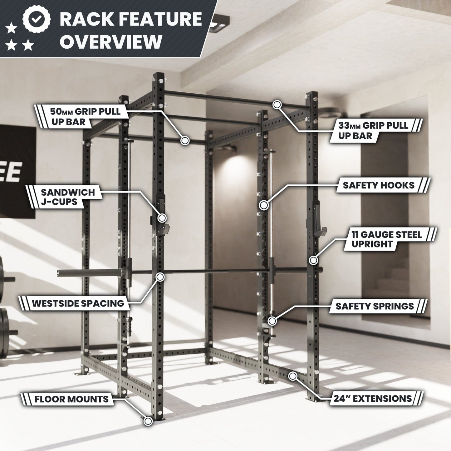 Synergee 2300 Series Power Cage with Smith Machine - Grit Grind Strength