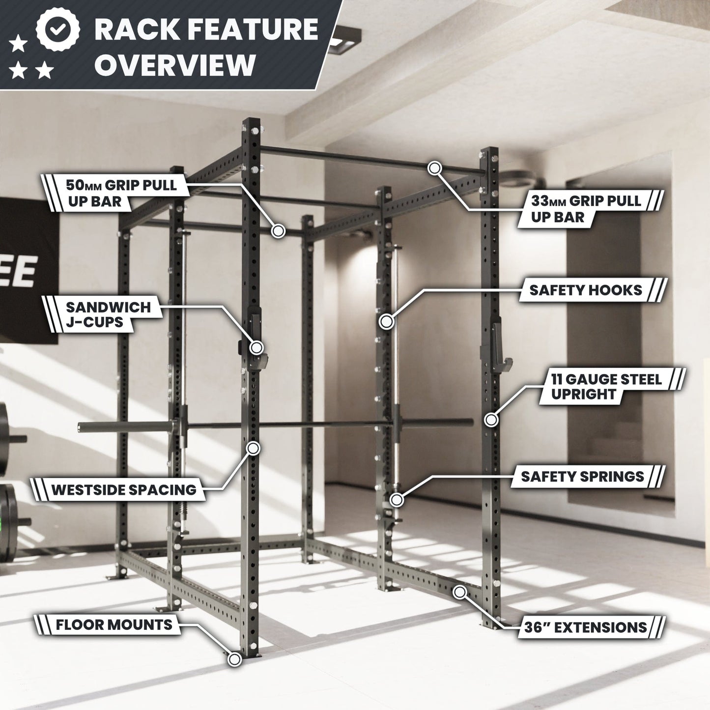 Synergee 2300 Series Power Cage with Smith Machine - Grit Grind Strength