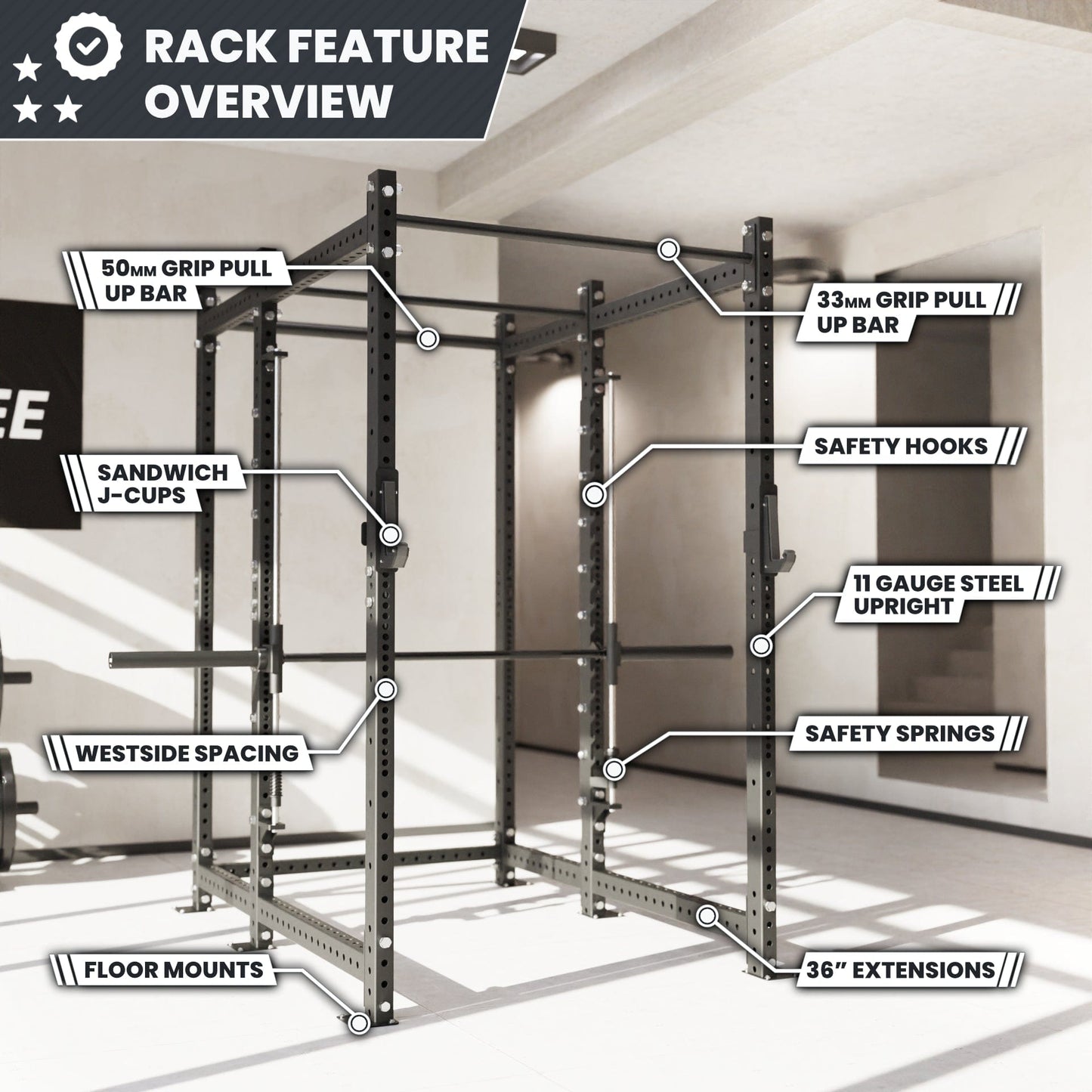 Synergee 2300 Series Power Cage with Smith Machine - Grit Grind Strength