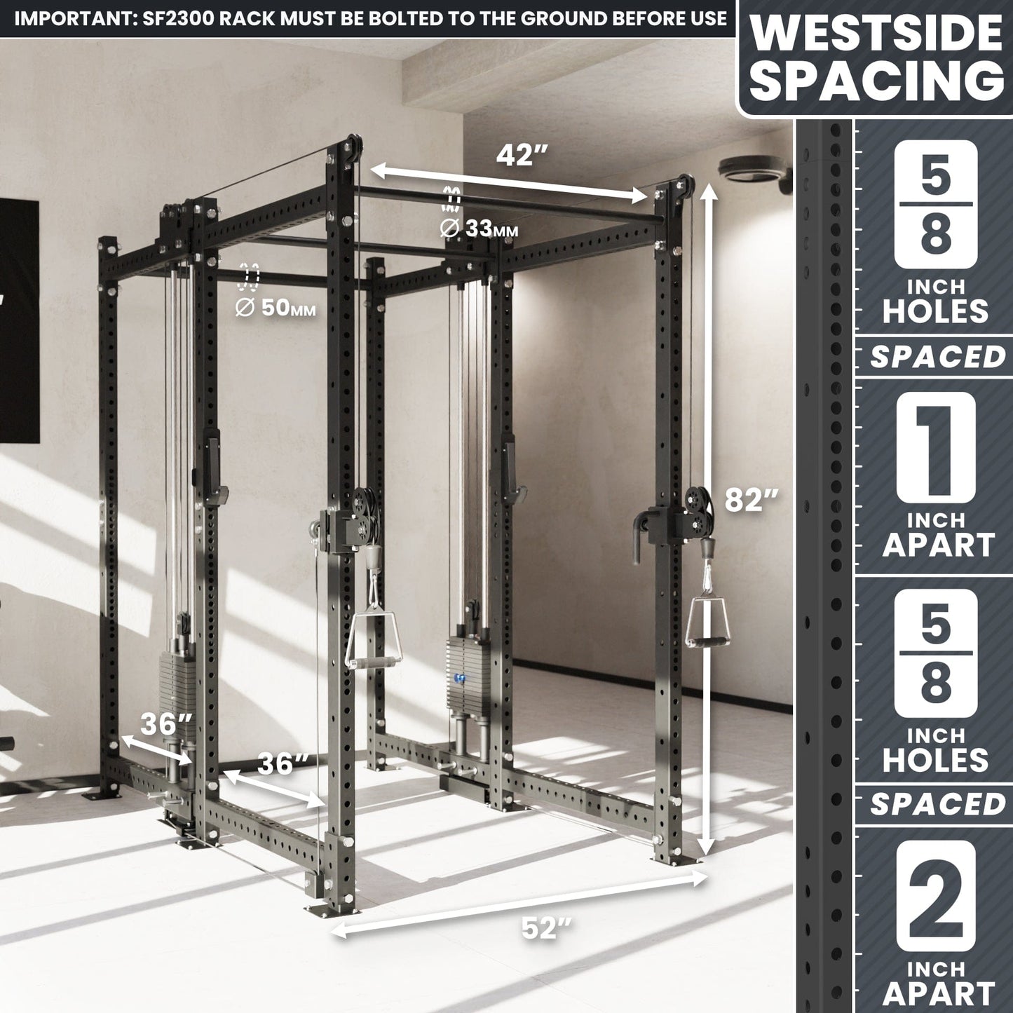Synergee 2300 Series Power Cage with Synchronized Loaded Cable Cross Overs - Grit Grind Strength