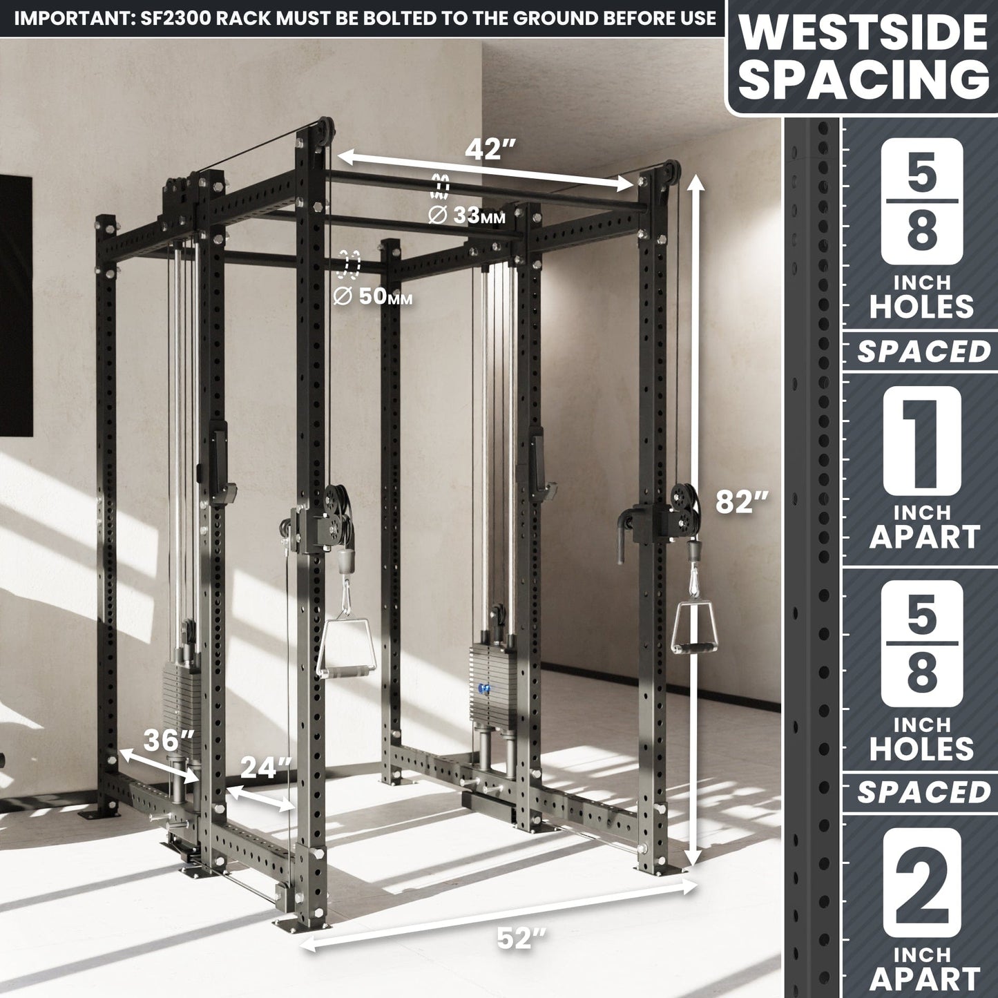 Synergee 2300 Series Power Cage with Synchronized Loaded Cable Cross Overs - Grit Grind Strength