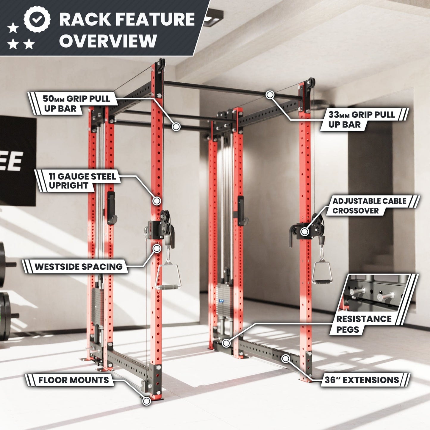 Synergee 2300 Series Power Cage with Synchronized Loaded Cable Cross Overs - Grit Grind Strength