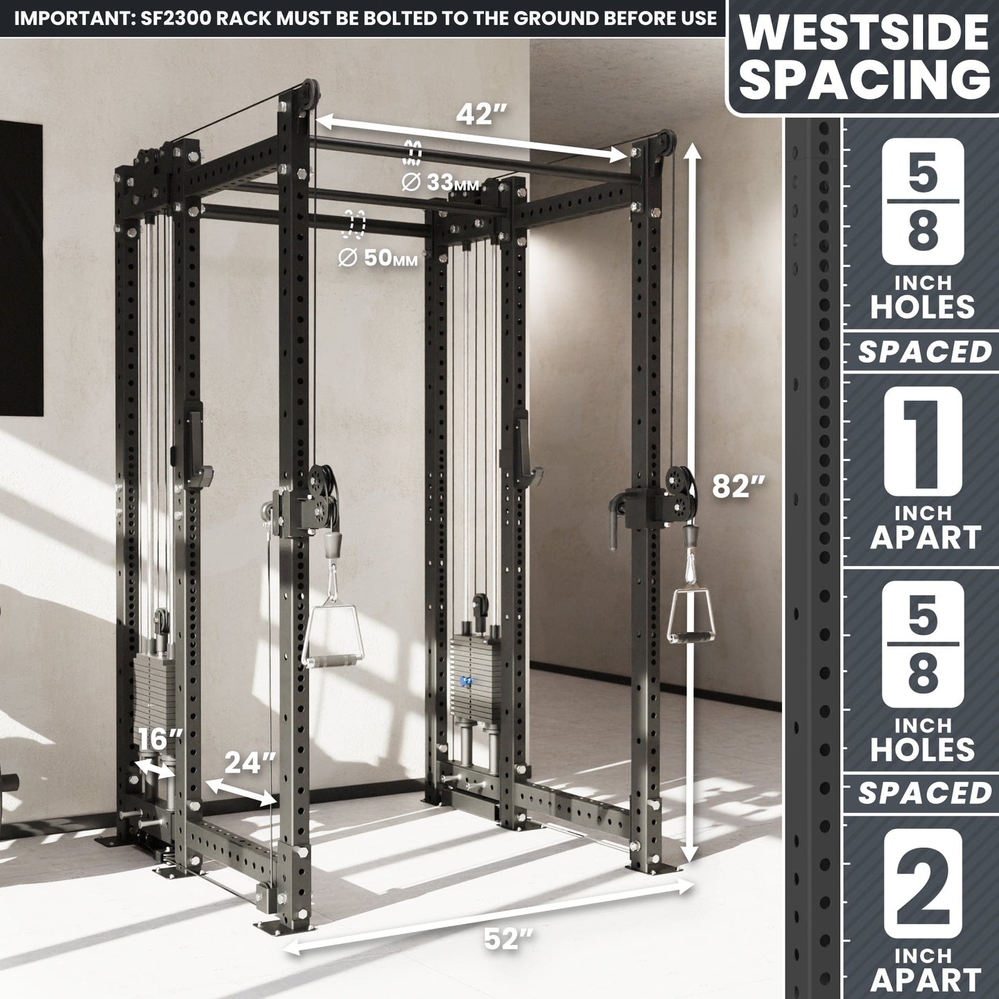 Synergee 2300 Series Power Cage with Synchronized Loaded Cable Cross Overs - Grit Grind Strength