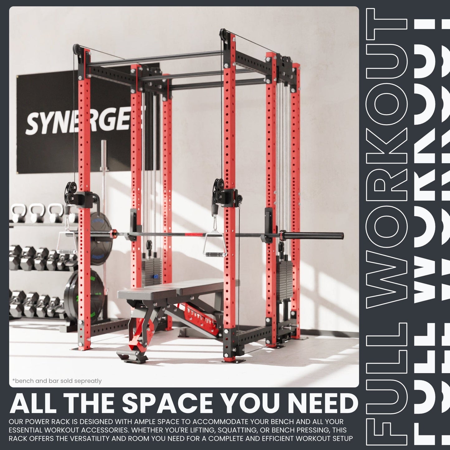 Synergee 2300 Series Power Cage with Synchronized Loaded Cable Cross Overs - Grit Grind Strength