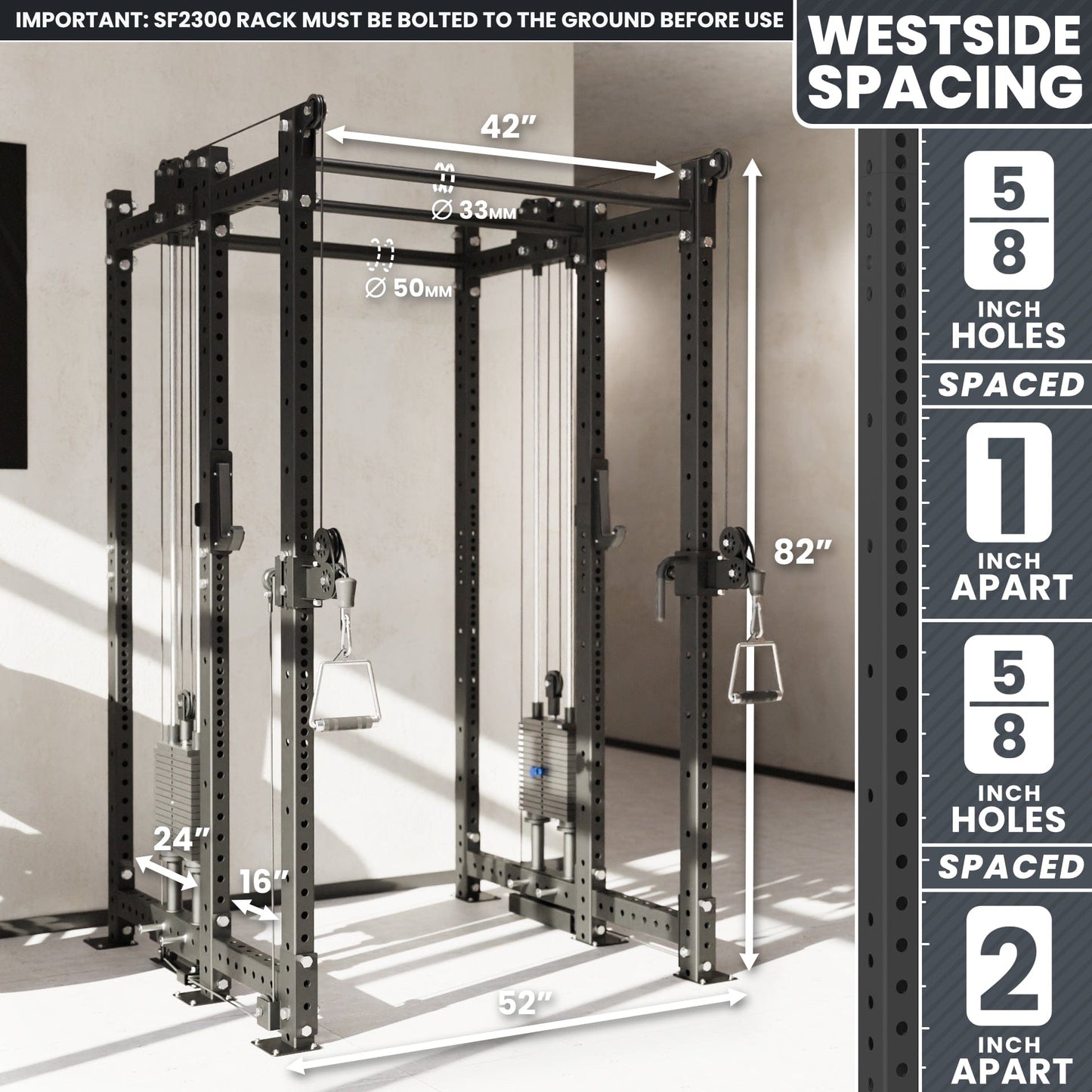 Synergee 2300 Series Power Cage with Synchronized Loaded Cable Cross Overs - Grit Grind Strength