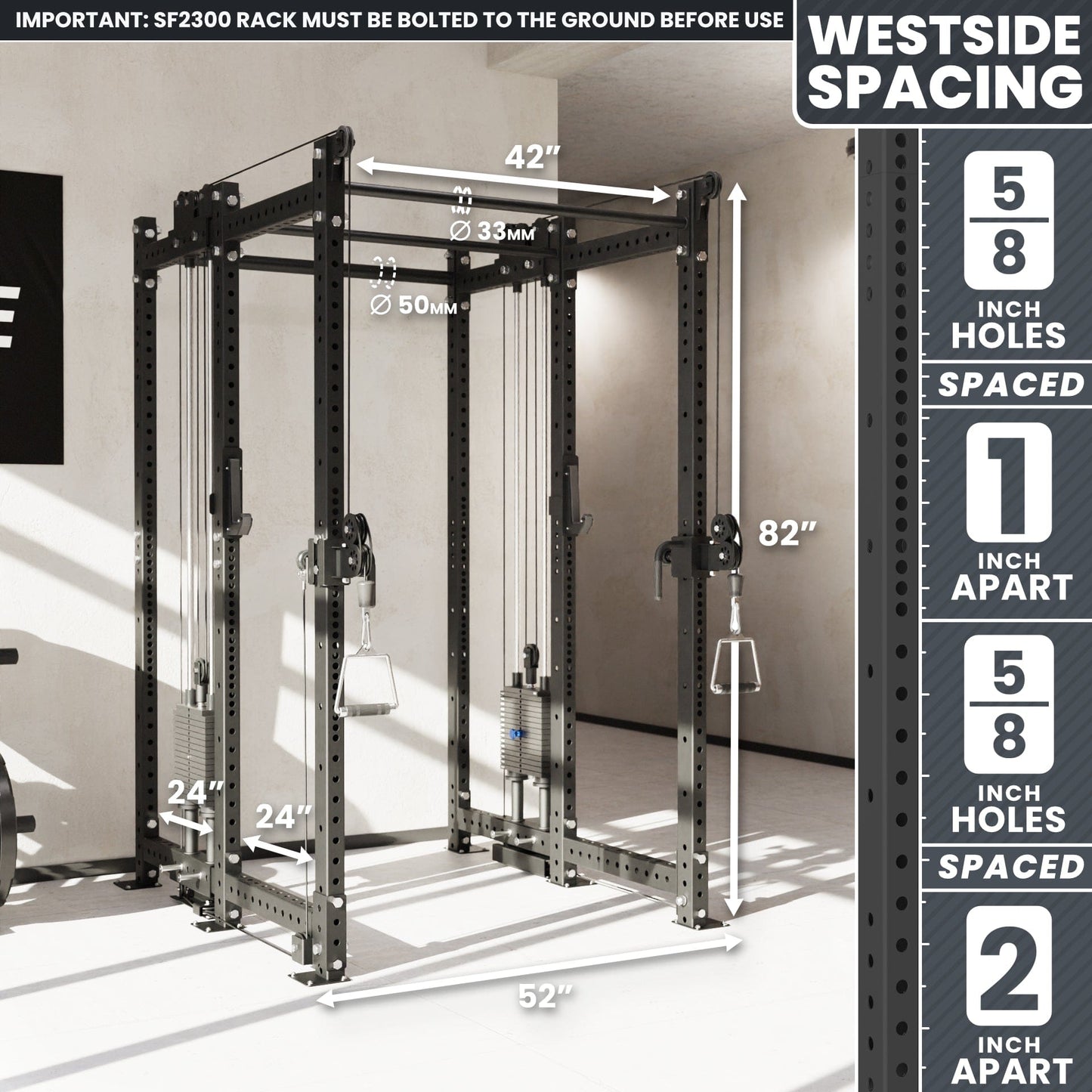 Synergee 2300 Series Power Cage with Synchronized Loaded Cable Cross Overs - Grit Grind Strength