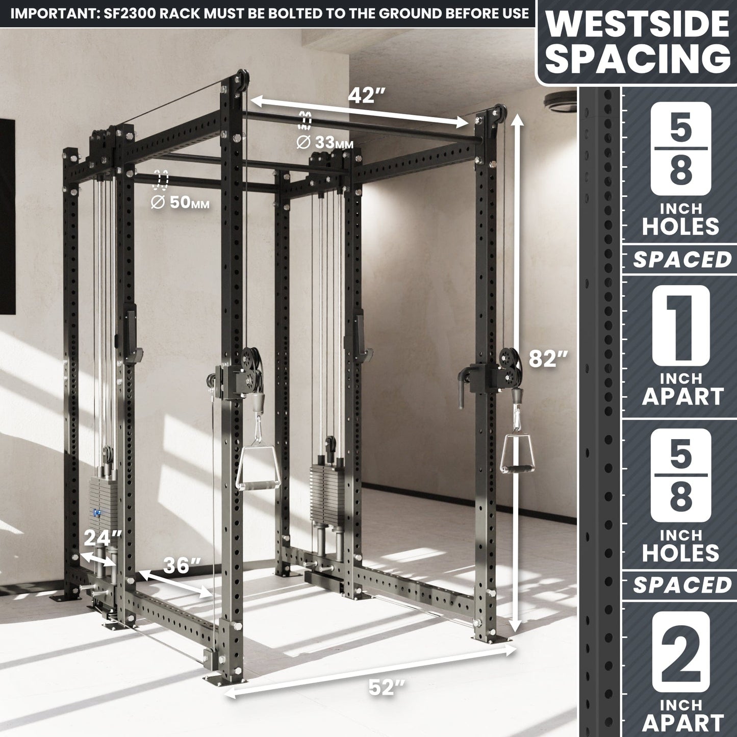 Synergee 2300 Series Power Cage with Synchronized Loaded Cable Cross Overs - Grit Grind Strength