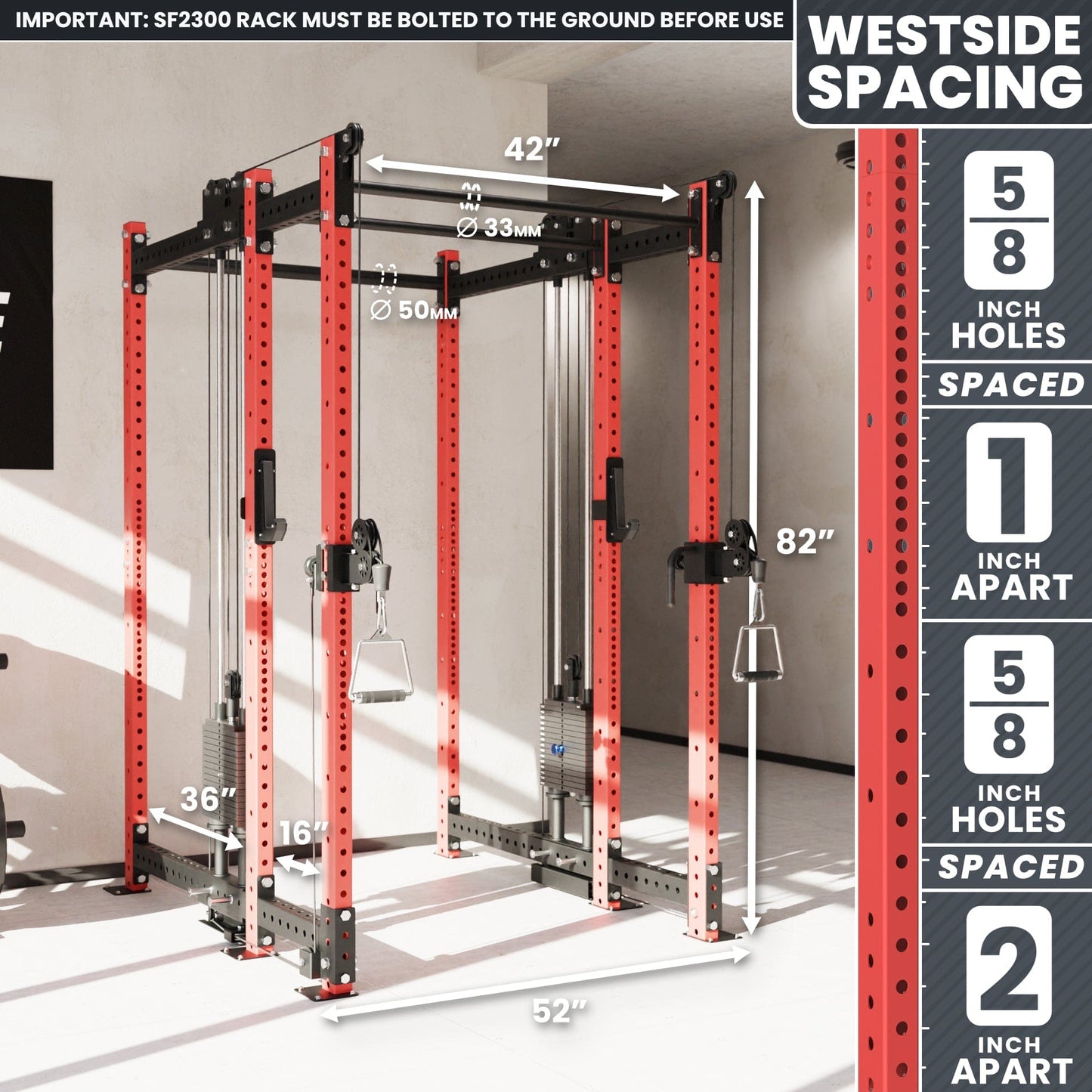 Synergee 2300 Series Power Cage with Synchronized Loaded Cable Cross Overs - Grit Grind Strength