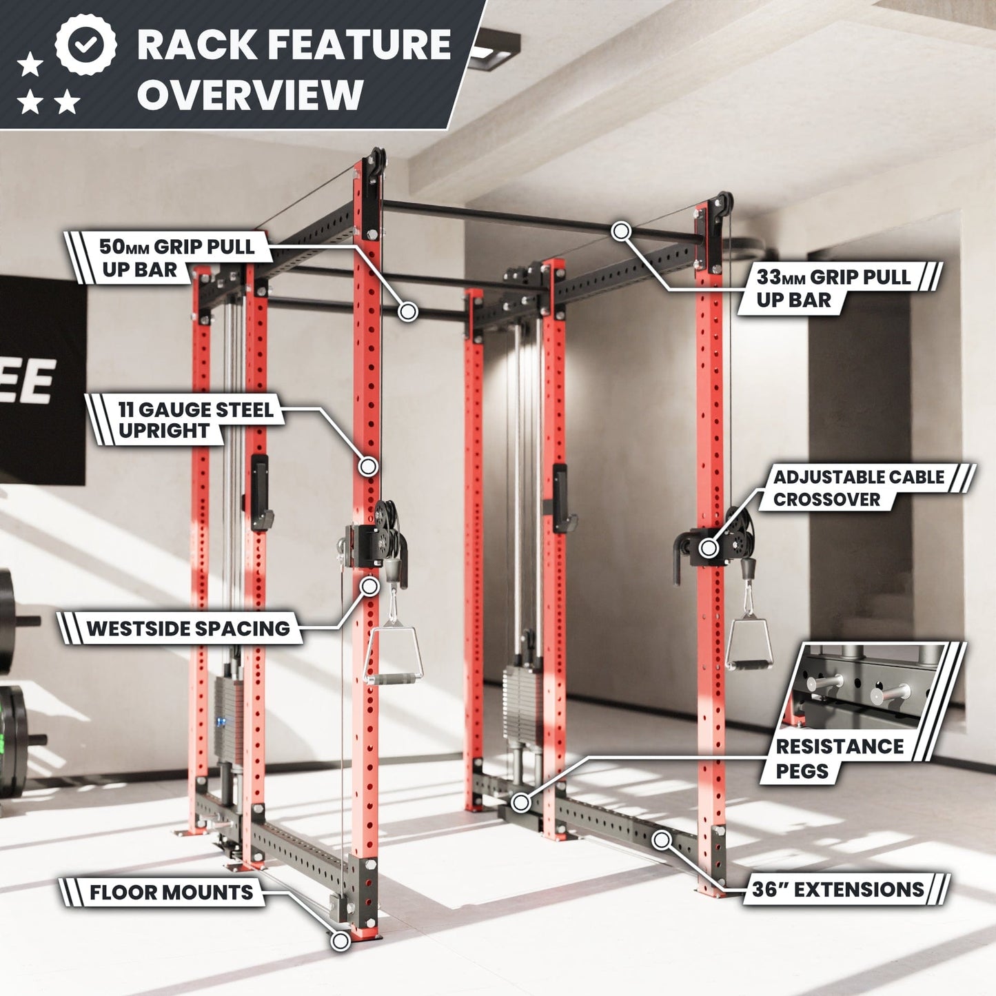 Synergee 2300 Series Power Cage with Synchronized Loaded Cable Cross Overs - Grit Grind Strength