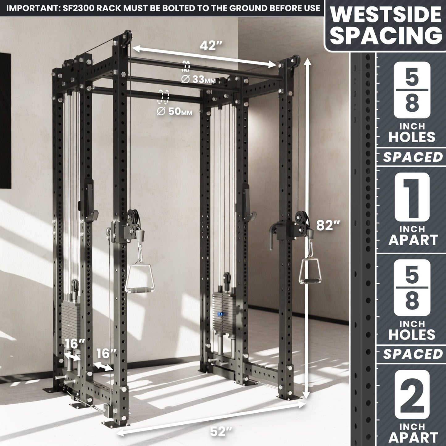 Synergee 2300 Series Power Cage with Synchronized Loaded Cable Cross Overs - Grit Grind Strength
