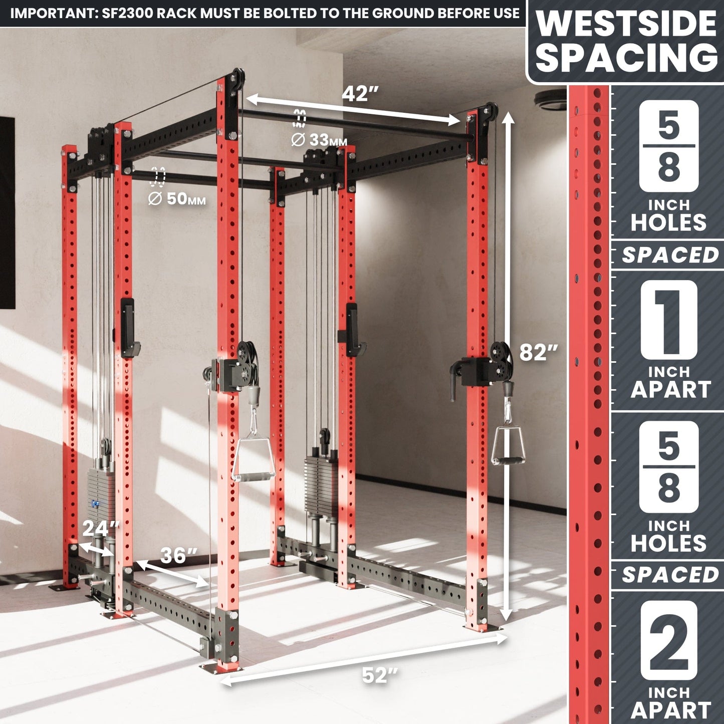 Synergee 2300 Series Power Cage with Synchronized Loaded Cable Cross Overs - Grit Grind Strength