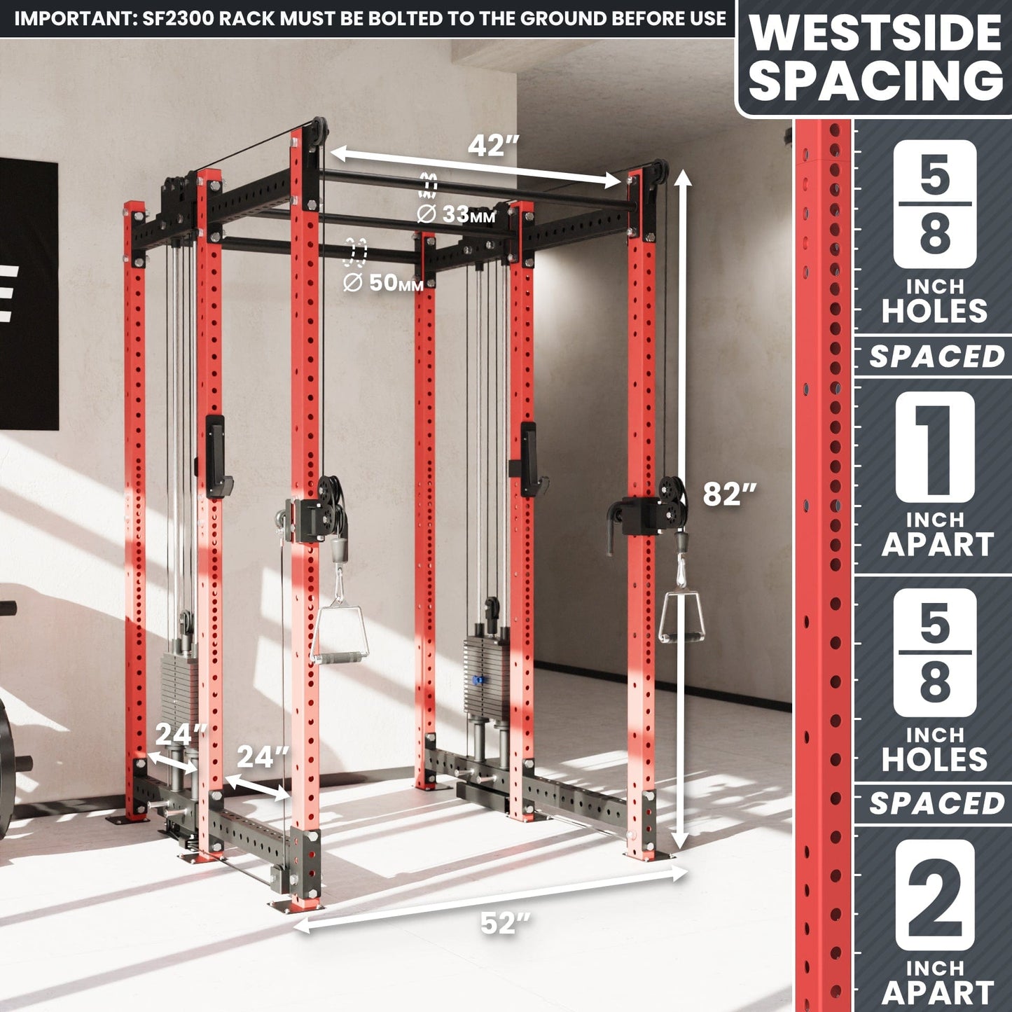 Synergee 2300 Series Power Cage with Synchronized Loaded Cable Cross Overs - Grit Grind Strength