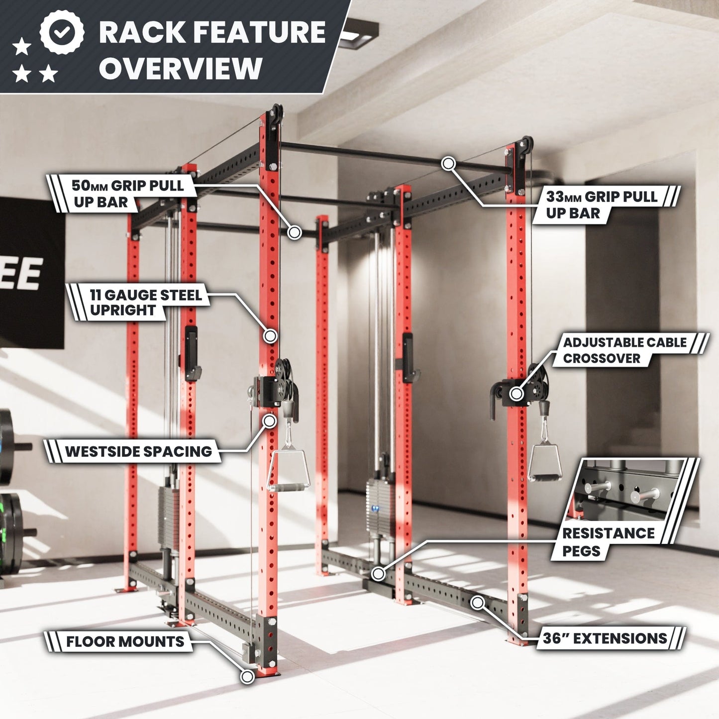 Synergee 2300 Series Power Cage with Synchronized Loaded Cable Cross Overs - Grit Grind Strength
