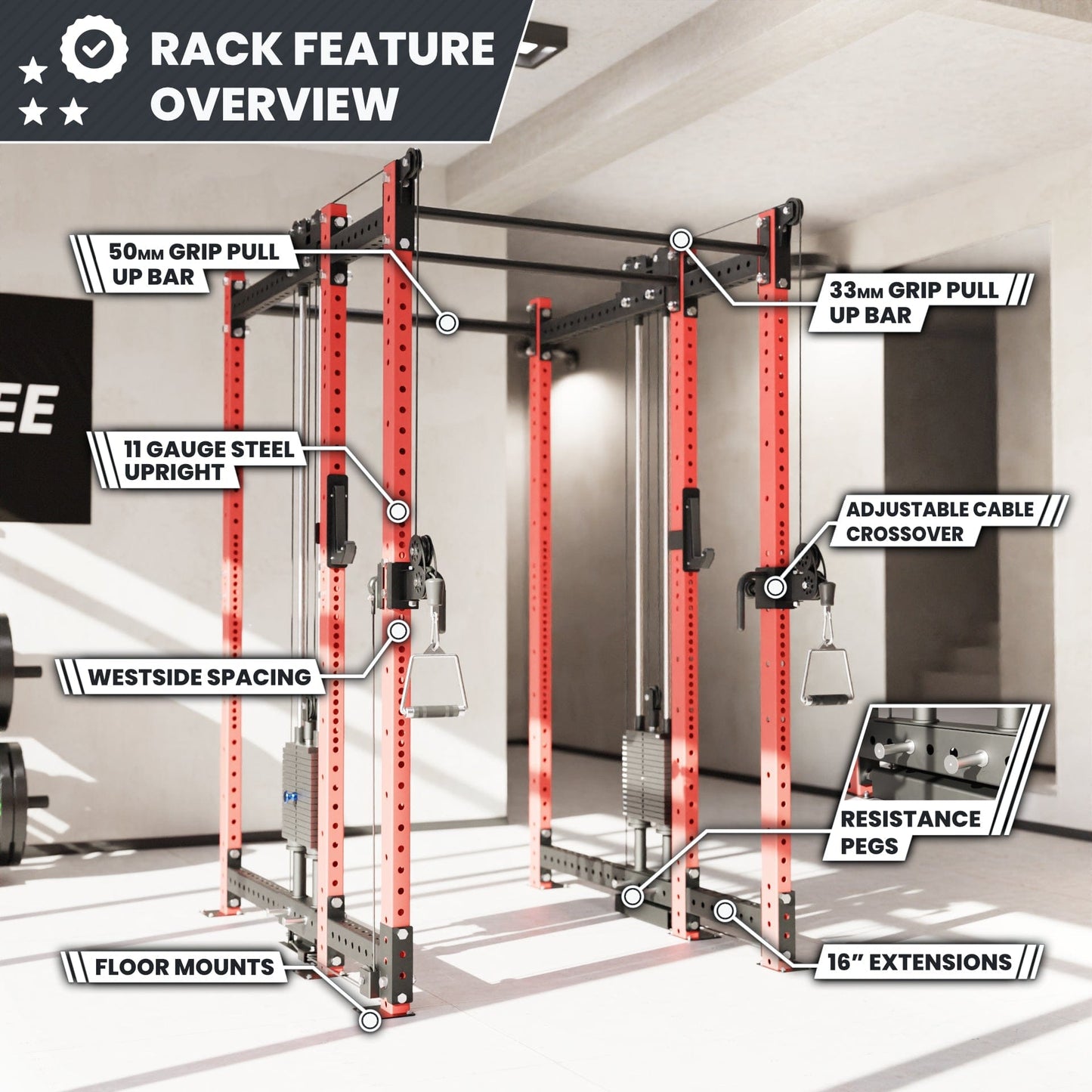 Synergee 2300 Series Power Cage with Synchronized Loaded Cable Cross Overs - Grit Grind Strength