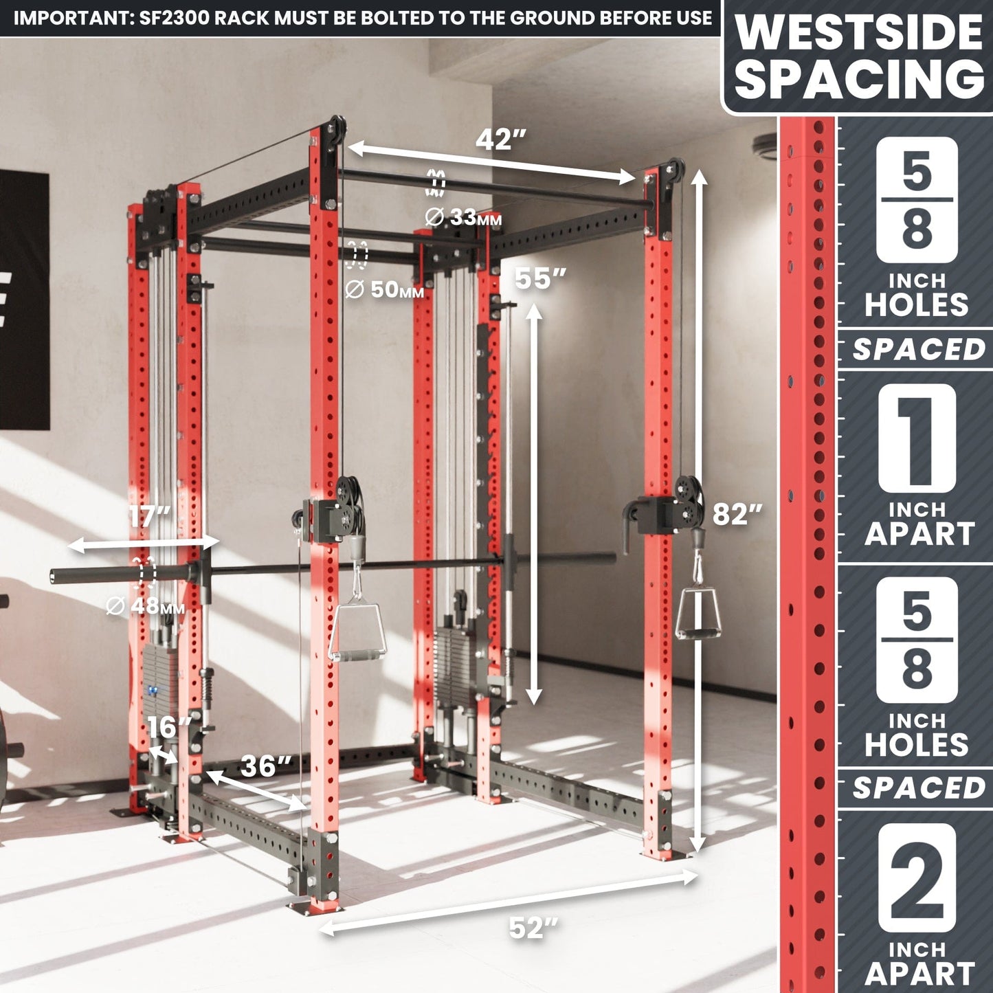 Synergee 2300 Series Power Cage with Synchronized Loaded Cable Cross Overs and Smith Machine - Grit Grind Strength