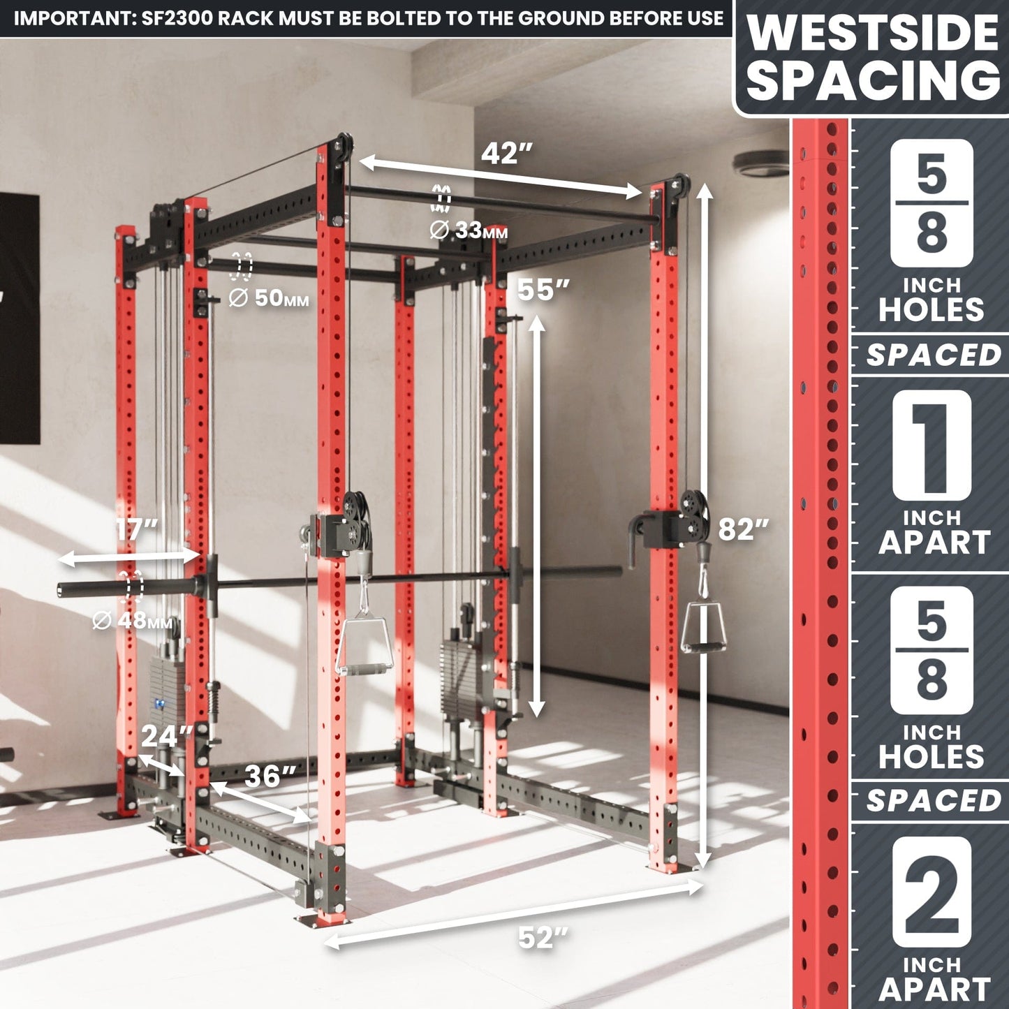 Synergee 2300 Series Power Cage with Synchronized Loaded Cable Cross Overs and Smith Machine - Grit Grind Strength